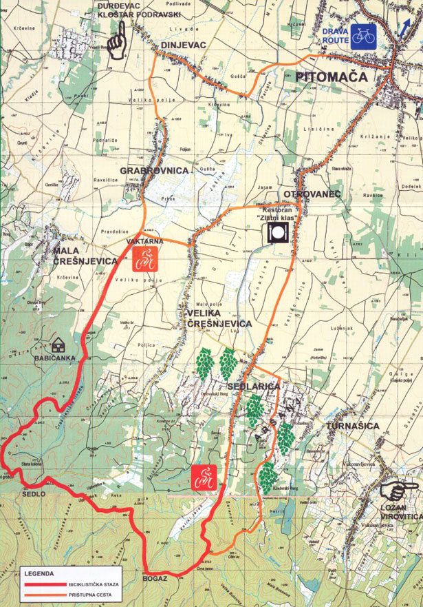 biciklistička karta Bilogorska biciklistička staza (BBS) • Zeleno srce biciklistička karta